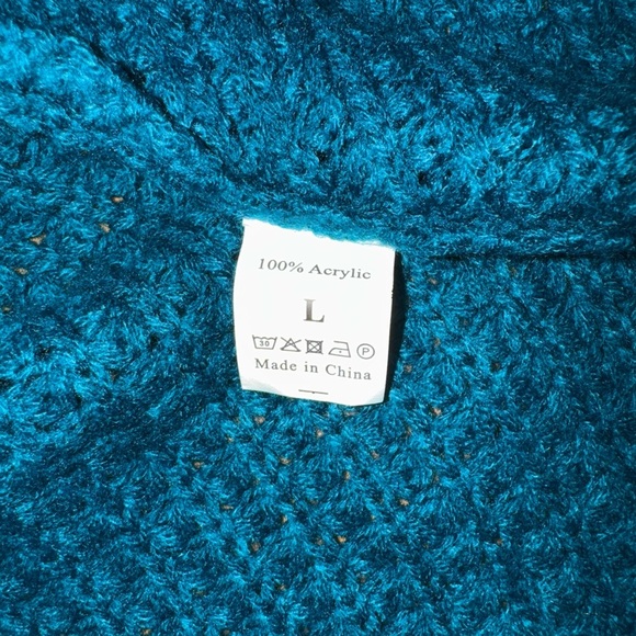 Teal Button-Up Women Sweater - Picture 4 of 7